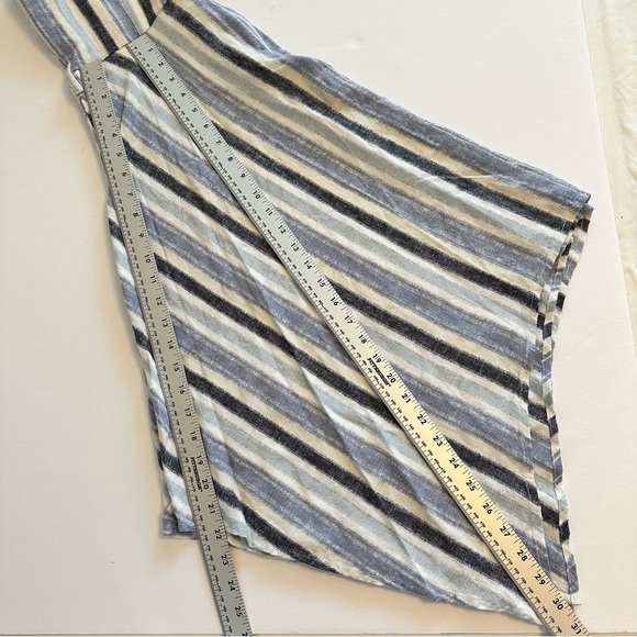 Hope & Harlow Blue Striped Linen Blend Sleeveless Midi Dress Sz 8 Lightweight - Picture 9 of 9